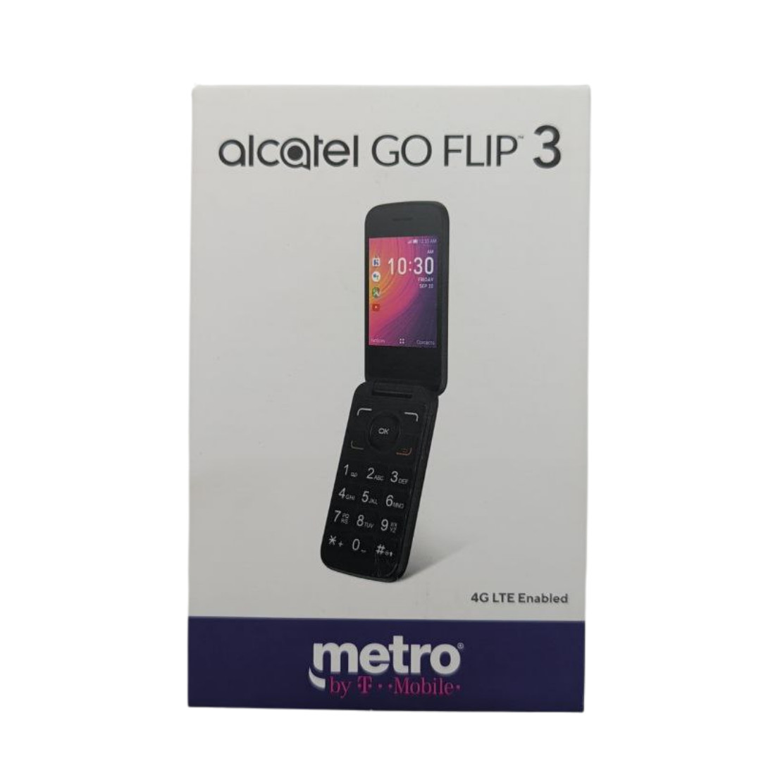 Alcatel Go Flip 3 4052 Flip Phone 4G LTE Metro PCS Locked 2.8″ Display 4GB 2MP