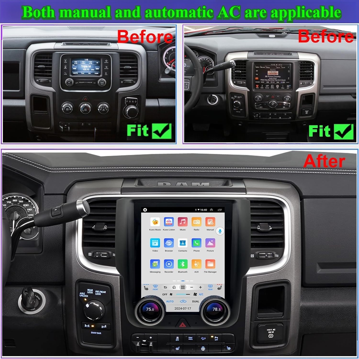 9.7″ Car Stereo Radio For Dodge Ram 1500 2500 3500 2013-2018 Carplay Android