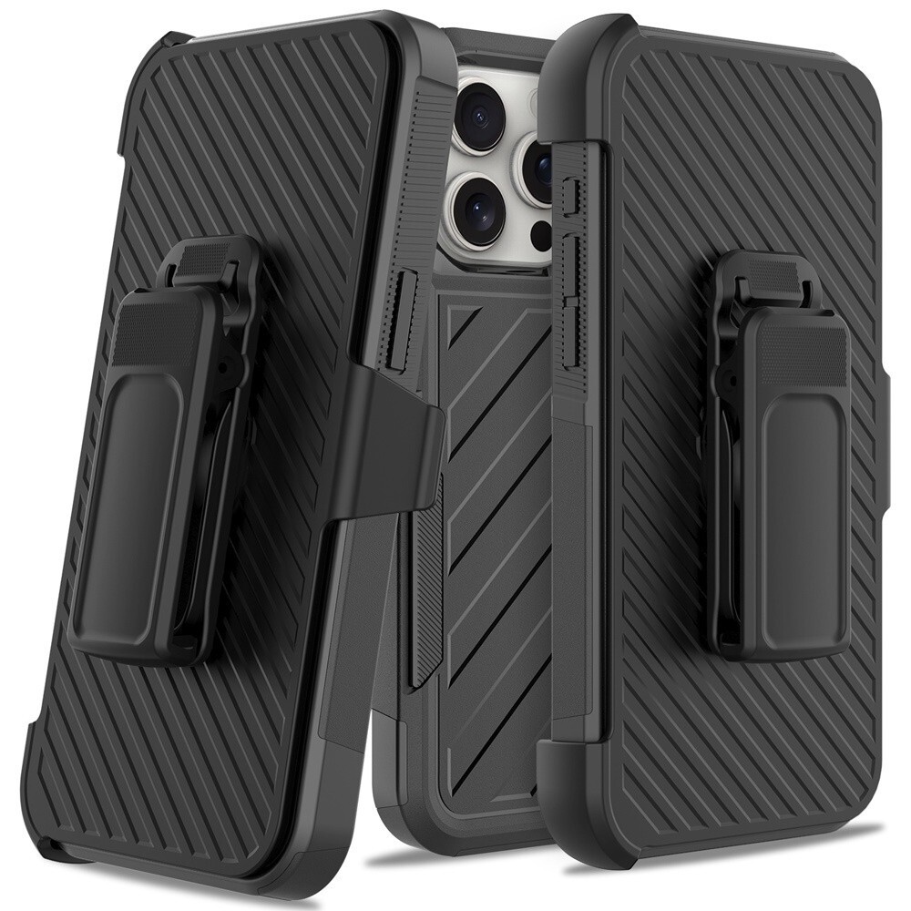 For iPhone 16 15 12 11 Pro Max Plus Noble Hybrid Armor Case w/Belt Clip Holster