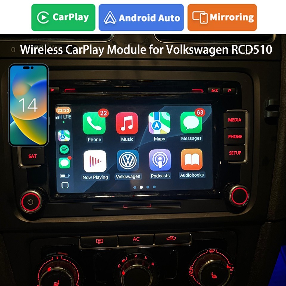 Apple CarPlay Android Auto Interface For VW RCD510 Passat Golf5 Skoda Fabia Seat