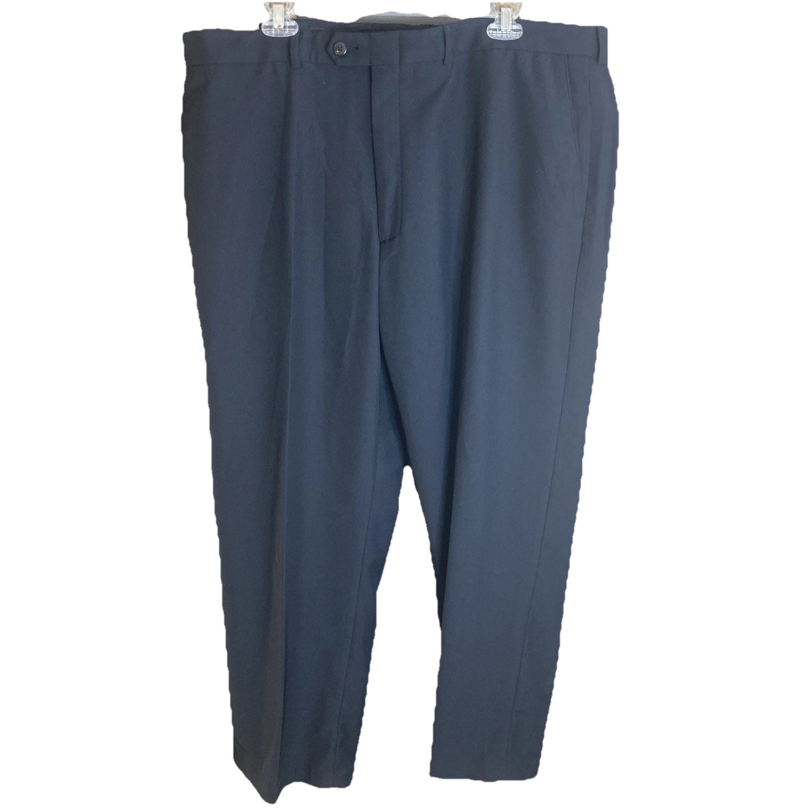 NWT Haggar Men’s Navy Dress Pants Size 40×29 Flex Waist Relaxed Fit Microfiber