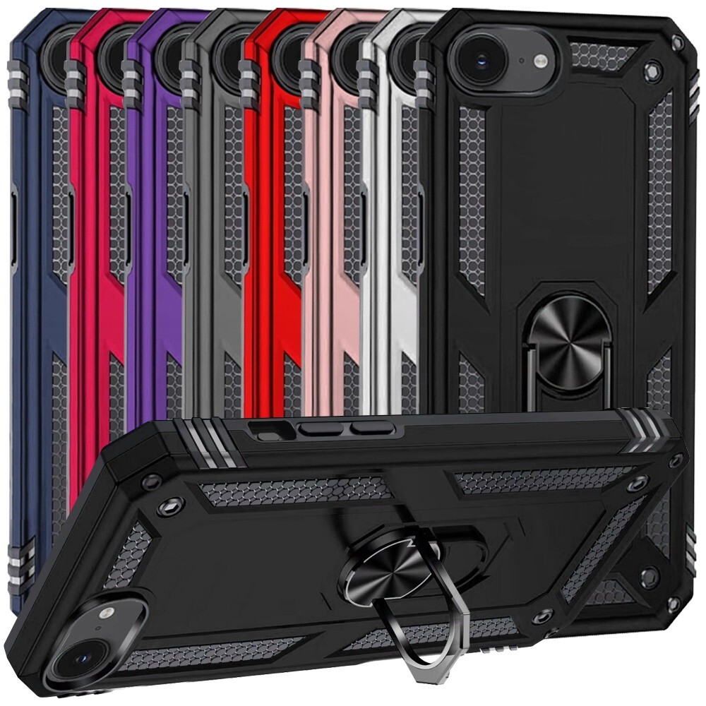 For iPhone 16e Ring Case Magnetic Support Metal Kickstand Phone Cover