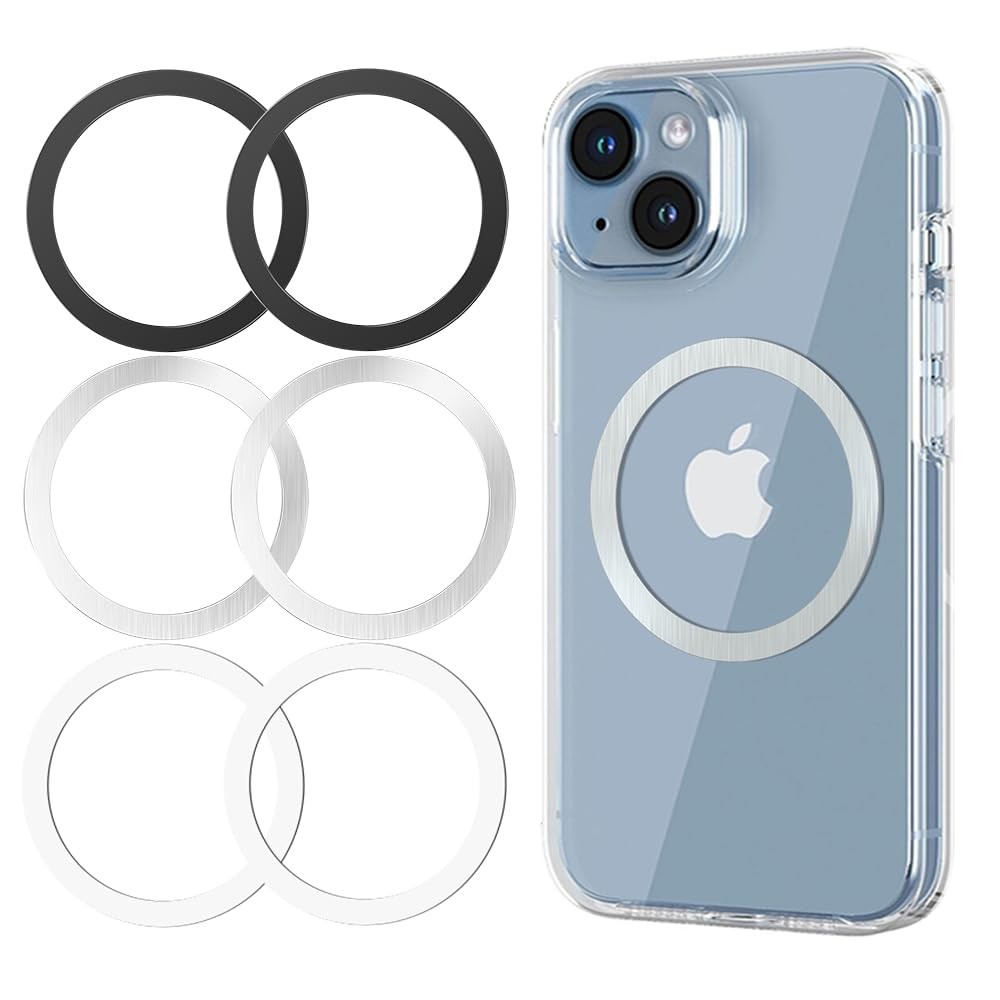 KALAPOP Metal Rings 6PCS,Ultra-Thin(0.4mm)for MagSafe Sticker/Magnetic Adapter