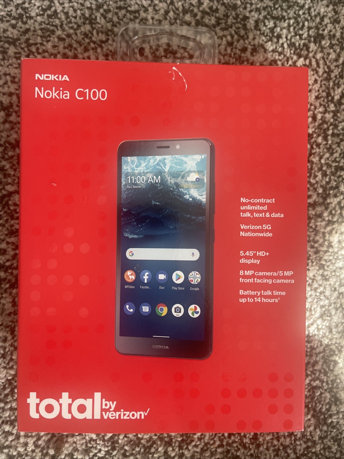 TOTAL BY VERIZON NOKIA C100 32GB, Blue – Prepaid Smartphone. New Sealed