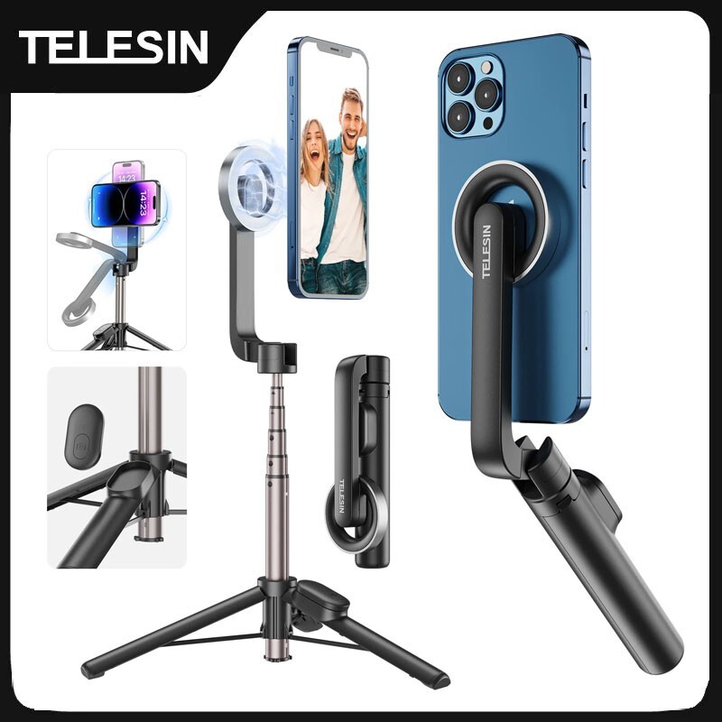 MagSafe Bluetooth Magnetic Selfie Stick for Smartphones – Extendable & Tripod