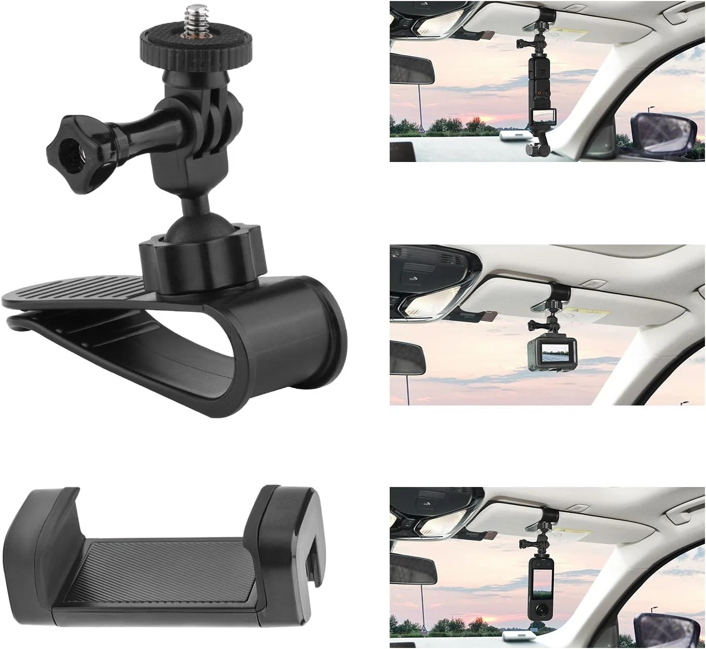 Car Sun Visor Mount for Insta360 X4 X5 X3 Gopro 13 12 11 10 9 8 7 DJI Osmo
