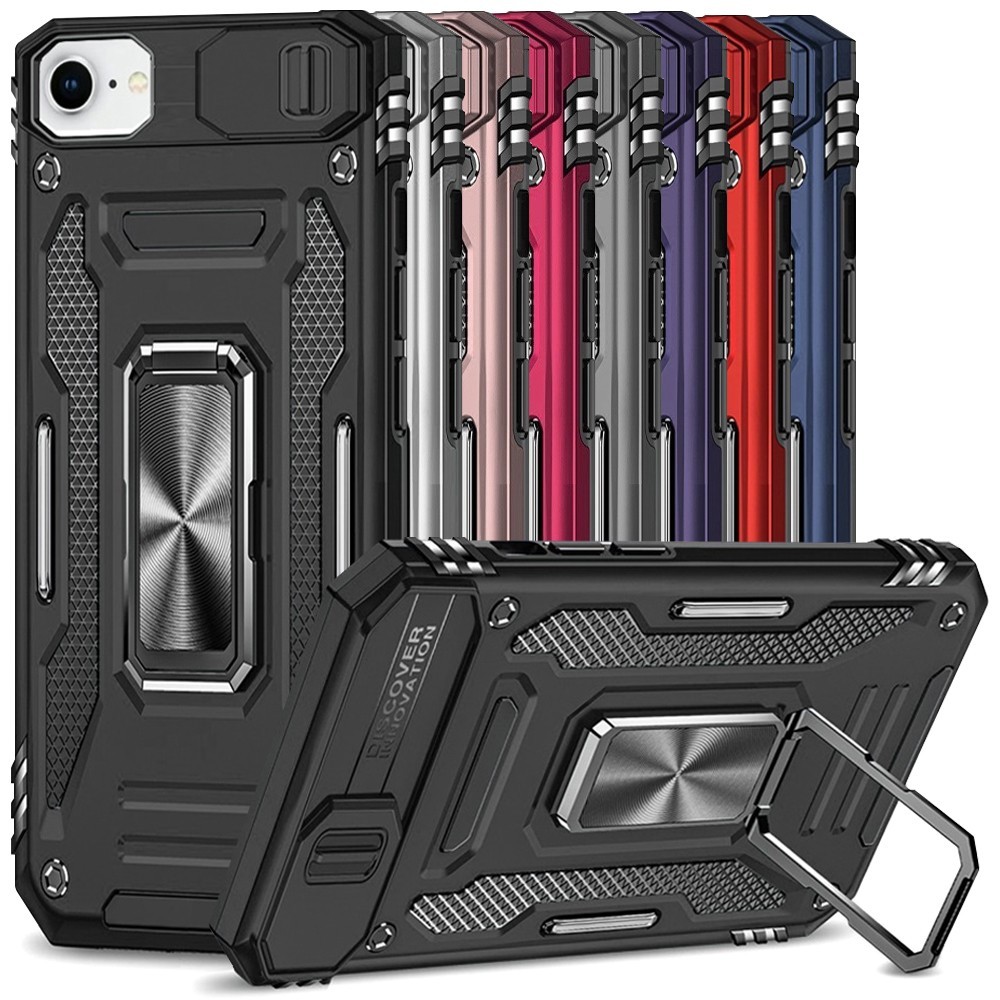 For Apple iPhone 16e Phone Case Hard Ring Holder with Privacy Camera Lens Cover