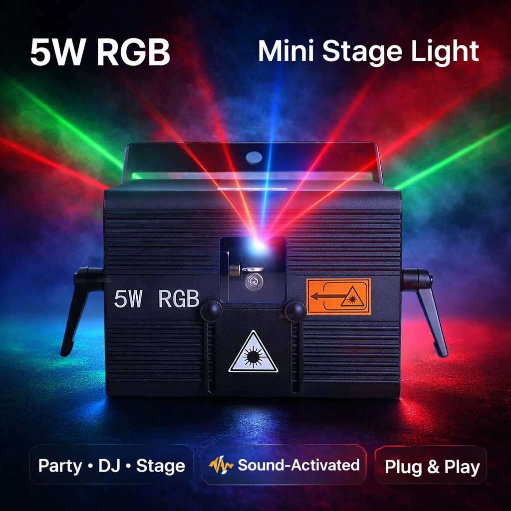 5W Stage Projector Laser Lights iOS Android App RGB Animation DMX iLDA DJ Party