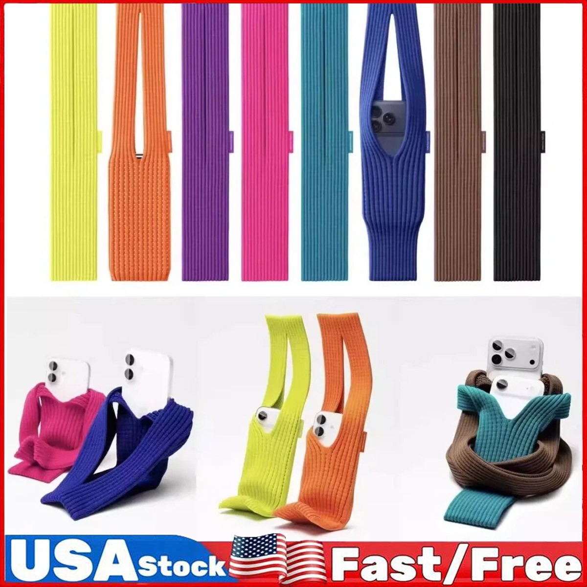 Short/Long Size iPhone Pocket | Apple Phone Handbag Crossbody Strap Bag Case AN