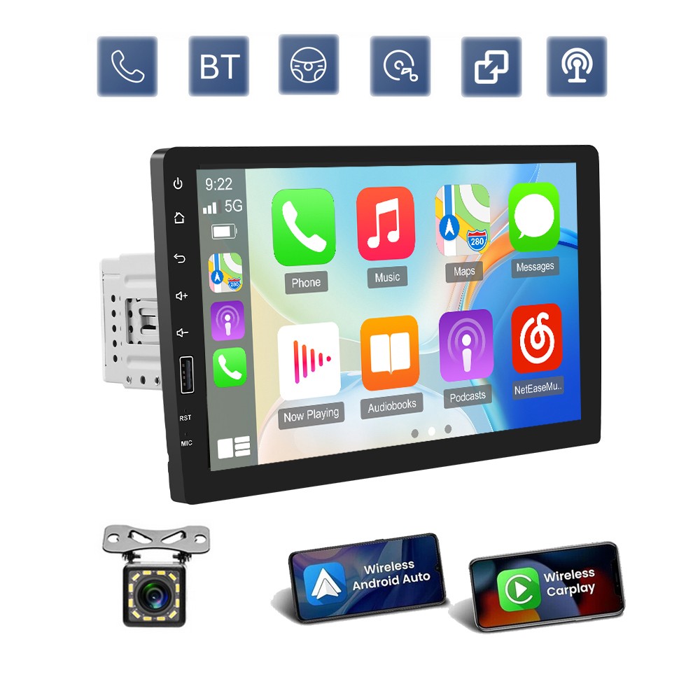 9 Inch Single 1Din Wireless Carplay Touch Screen Car Stereo Radio MP5 Player FM