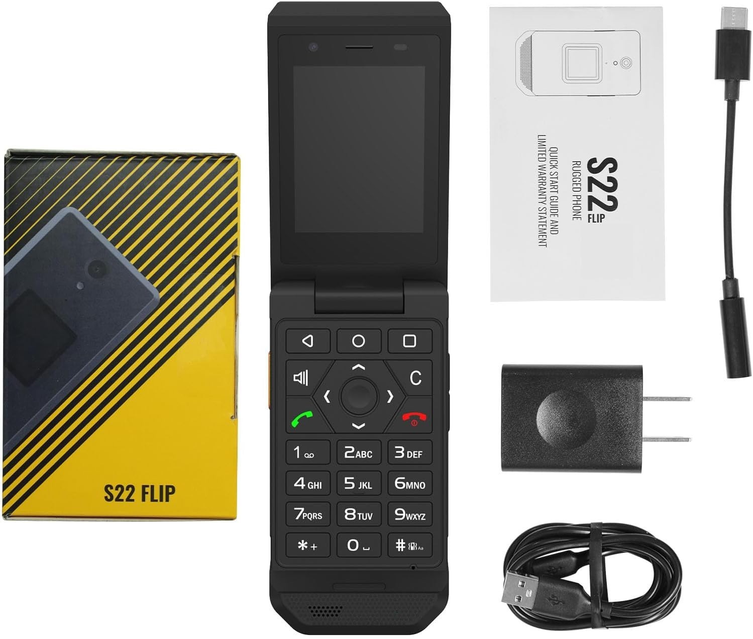 Unifone CAT S22 Rugged Flip Phone Unlocked 16GB 2.8” Touchscreen Smartphone