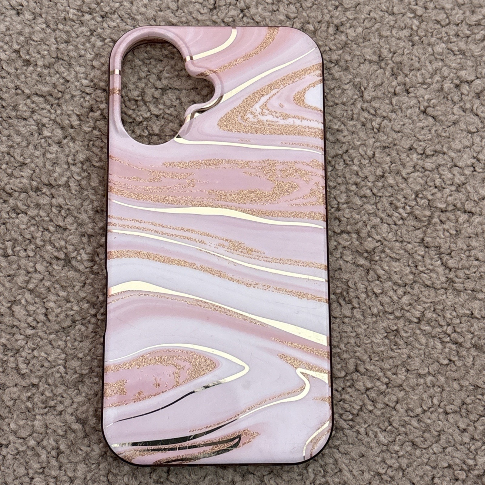 Apple Phone Cover Marble Cute Pink & Gold Iphone 16