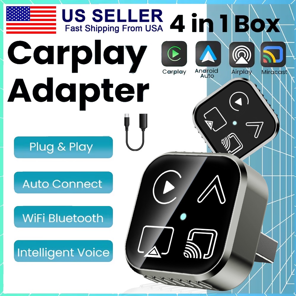 2026 4-IN-1 Carplay Adapter Wired to Wireless CarPlay Android Auto Mirror Link