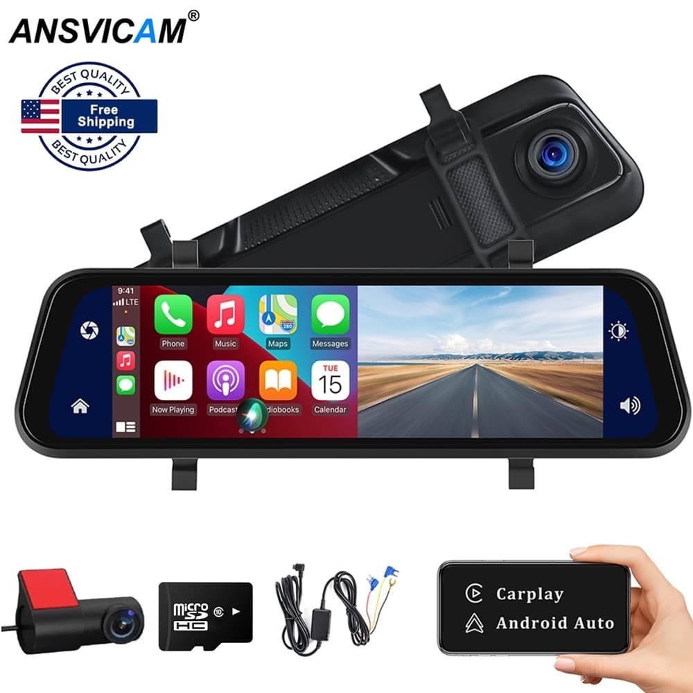 9.66″4K Car Dash Cam front and rear car camera Night Vision CCTV Monitor 64G SD