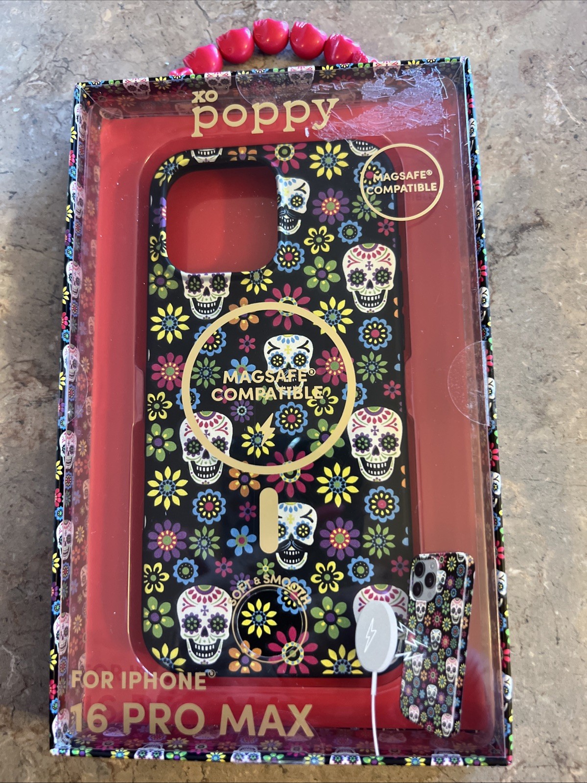 Poppy IPHONE 16 Pro Max Magsafe Dia De Los Muertos Case Skull Apple Phone
