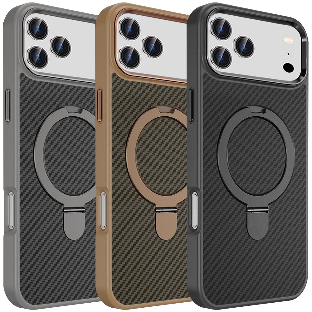 For iPhone 17 Pro Max/17 Air Case Carbon Fibre Pattern Magnetic Ring Stand Cover