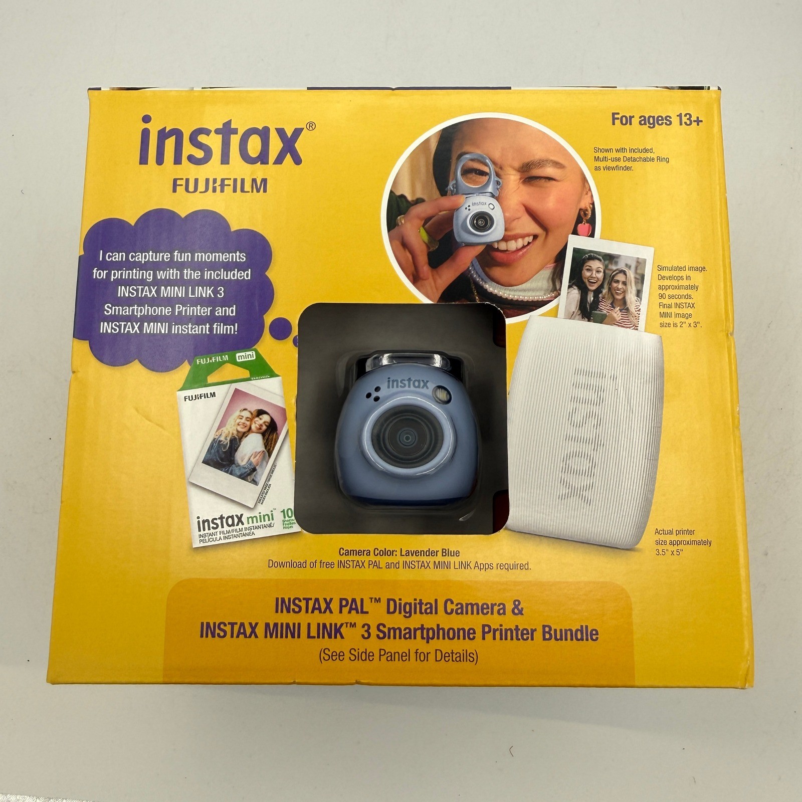 Fujifilm Instax Pal Digital Camera Mini Link 3 Printer Bundle Lavender Blue NEW