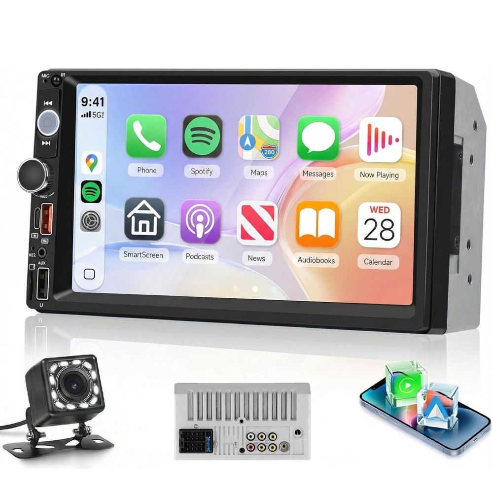 Double Din 7″ Car Stereo Android Auto & Apple Carplay Radio Touch Screen Player