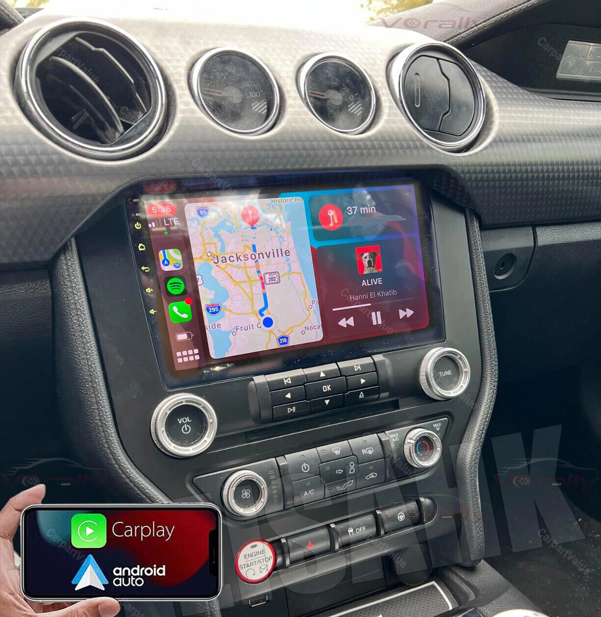 For 2015-2021 Ford Mustang car Radio GPS Bluetooth SWC CarPlay Android auto NAVI