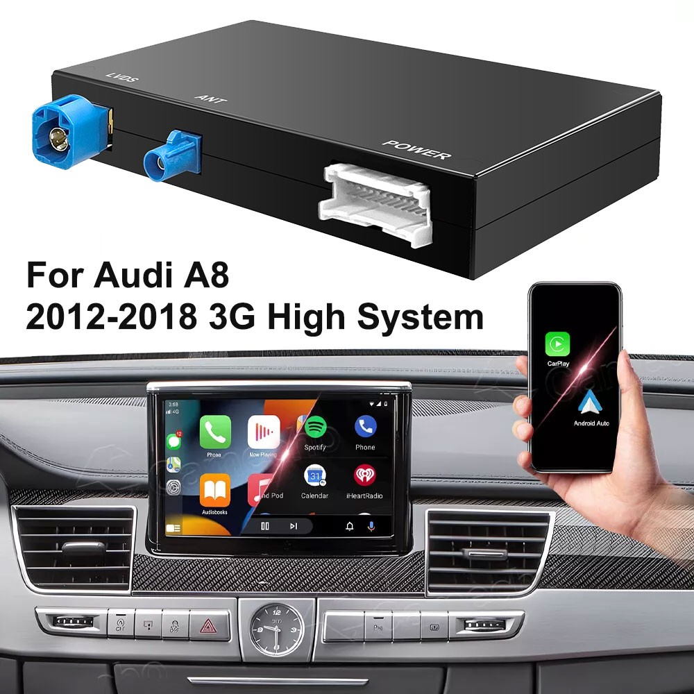 Wireless Carplay Android Auto Retrofit Decoder Box For Audi A8 2012-18 MMI3G HN+