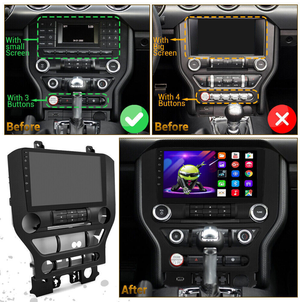 FOR Ford Mustang 2015-2021 ANDROID AUTO Fit For CARPLAY CAR STEREO RADIO GPS SWC