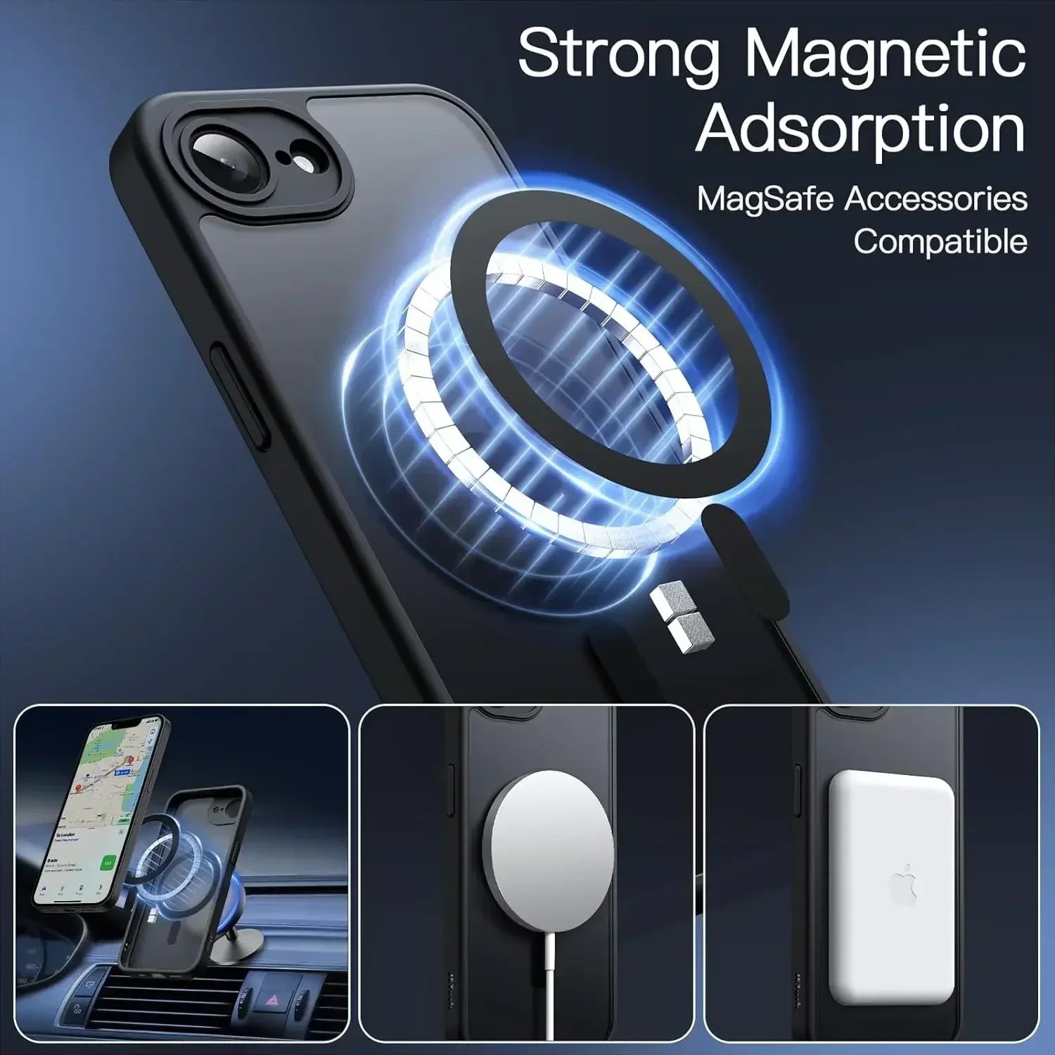 For iPhone 16e Phone Case Magnetic Translucent Slim Shockproof Cover