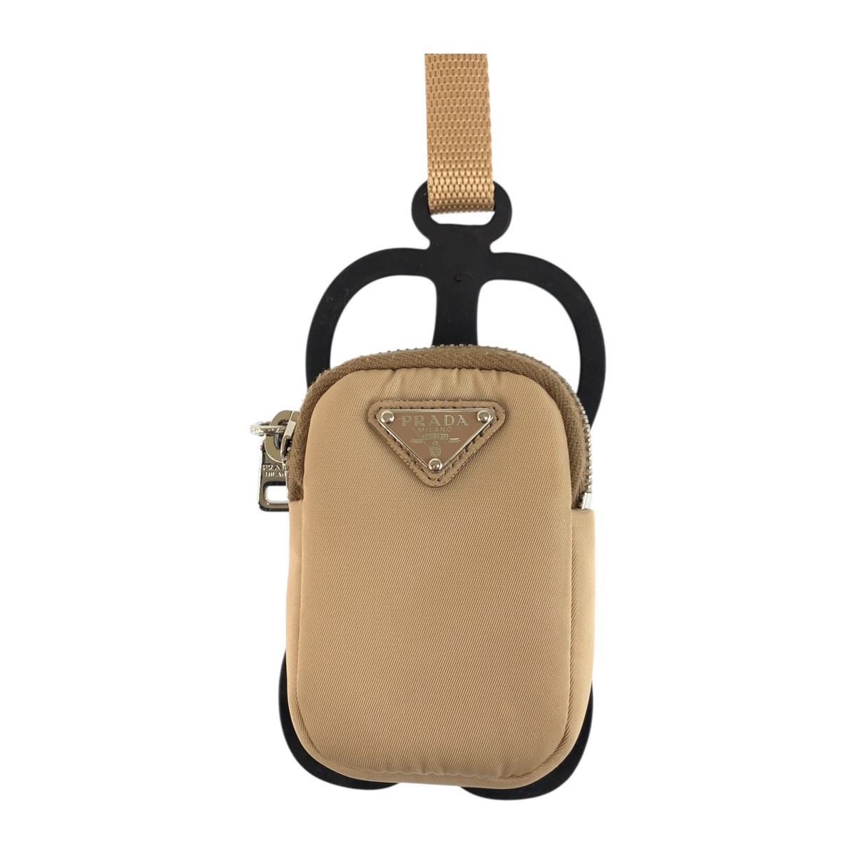 PRADA Tessuto Triangle with logo Mobile Phone Smartphone Accessories Beige Nylon