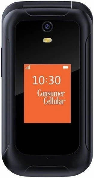 Brand New Sealed Consumer Cellular Locked Iris  8GB Black Flip Phone E- SIM ONLY