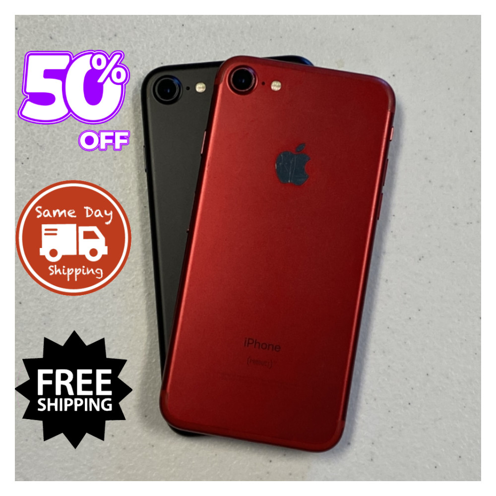 Apple iPhone 7 Black/Red -32GB 128GB- iOS Unlocked Verizon At&t T-Mobile Good