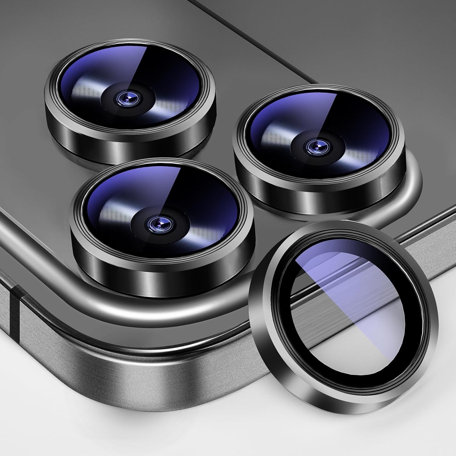 3X2 Pack Camera Lens Protector for iPhone 17 Pro Max, 15 Pro, Black