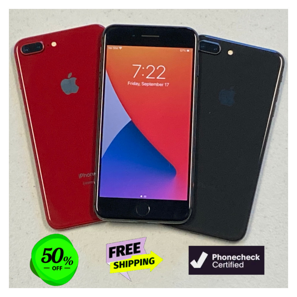 Apple iPhone 8 Plus 64GB Unlocked – Red, Silver, Gray – Very Good Condition