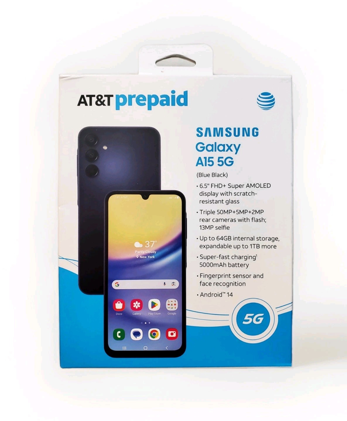 @ AT&T Samsung Galaxy A15 5G, 64GB, Blue Black Prepaid Smart Phone 🆕