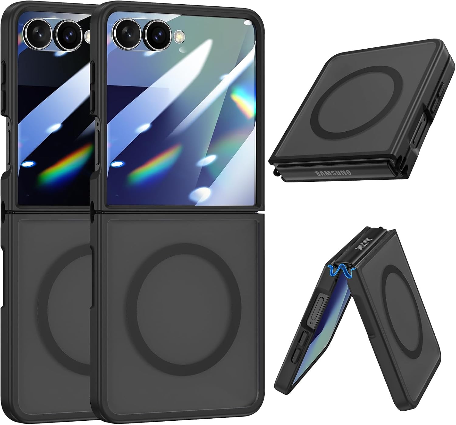 Samsung Galaxy Z Flip 7 Case with 2X Screen Protectors for ZFlip7 2025 – Black