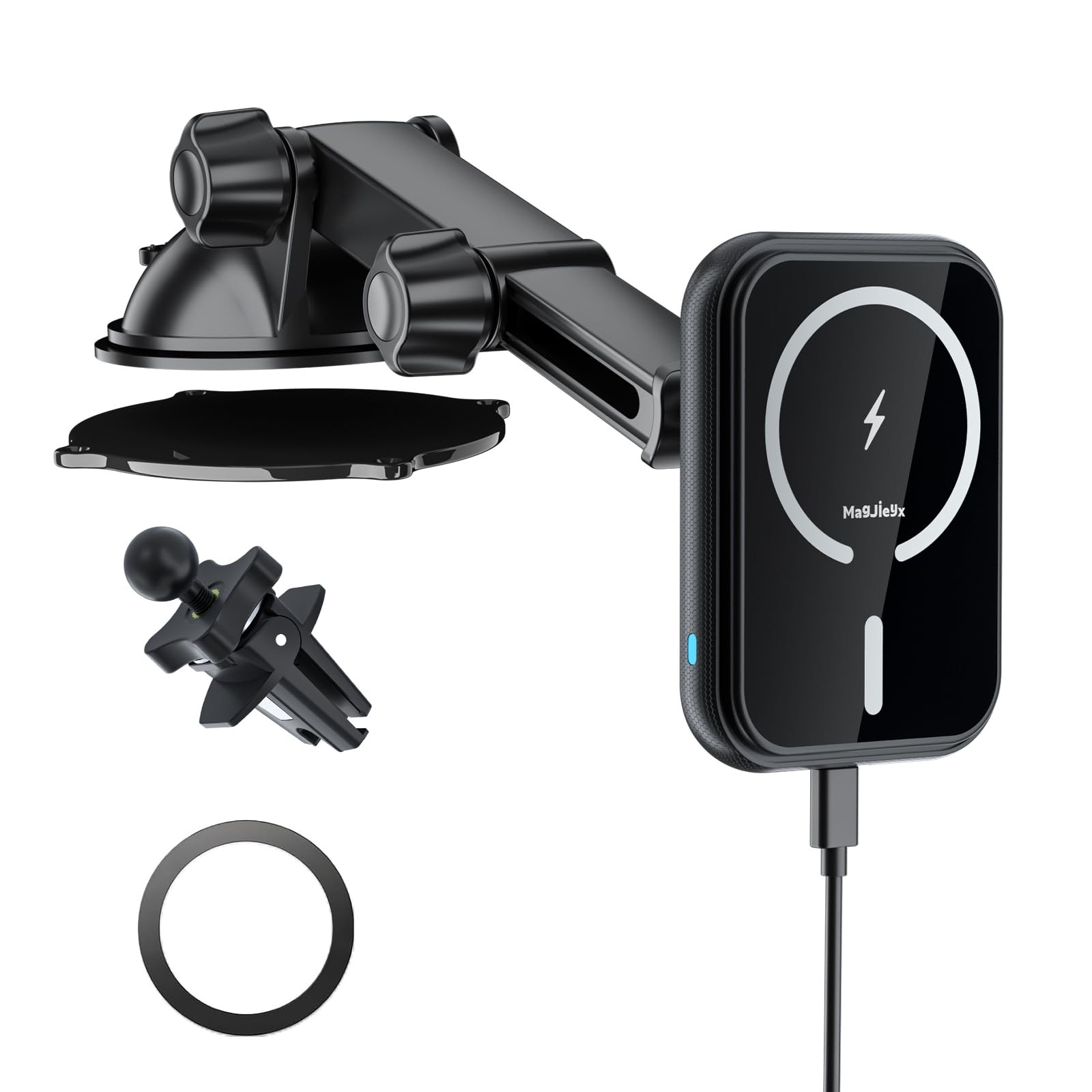 for MagSafe Car Mount Charger, 15W Fast Charging Magnetic Wireless Charging P…