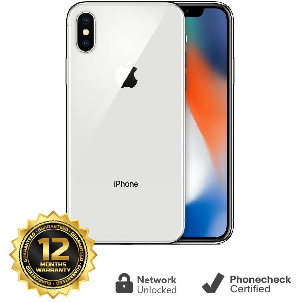 Apple iPhone X – 256 GB – Silver (GSM Unlocked) Smartphone – Very Good