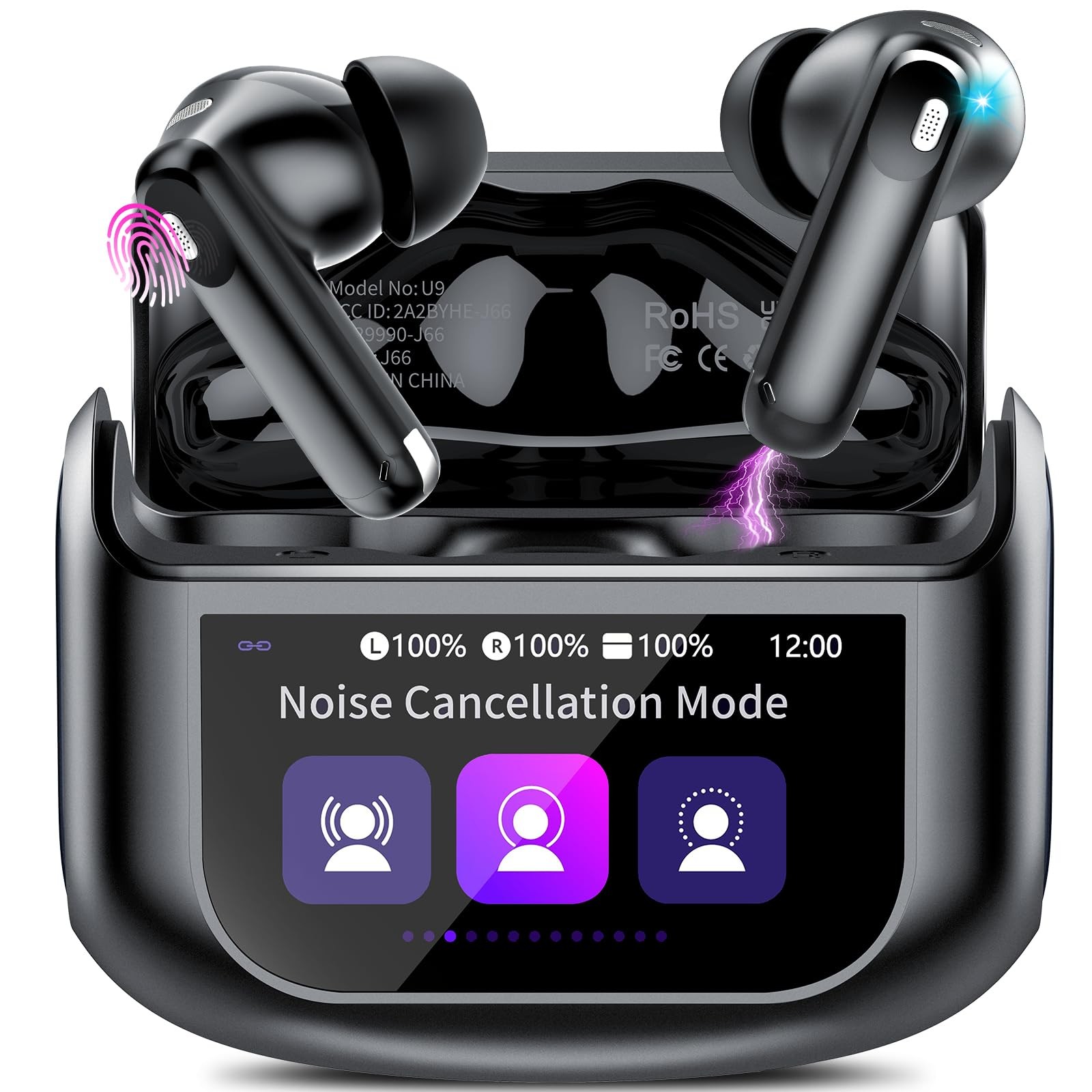 Wireless Earbuds, Bluetooth 5.4 Headphones with Multifunctional Touch Screen,…