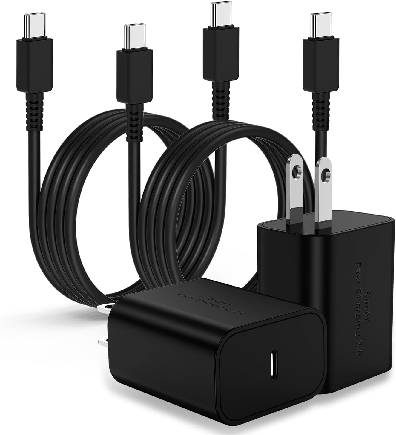 2 Pack 45W USB-C Fast Charger Block for Samsung Galaxy S24 Ultra 6.6 Ft