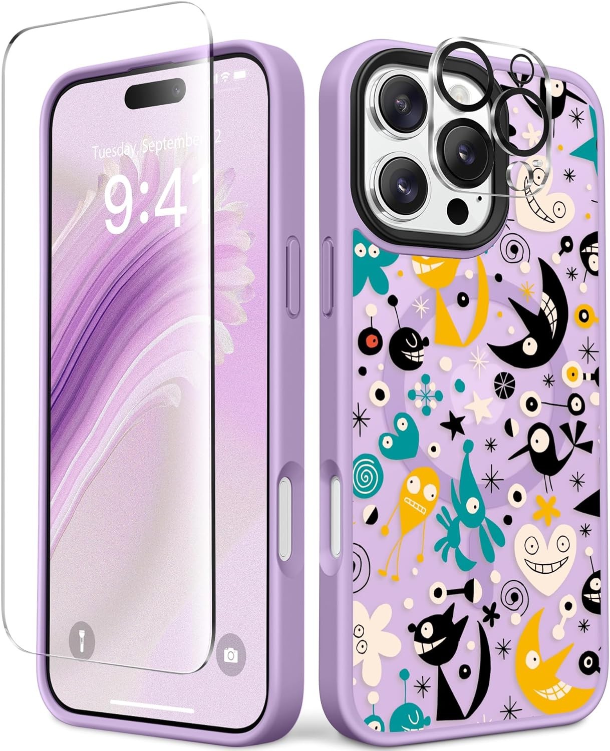 Magnetic for iPhone 16 Pro Max Case, Screen & Camera Lens Protector, Fashion Pat