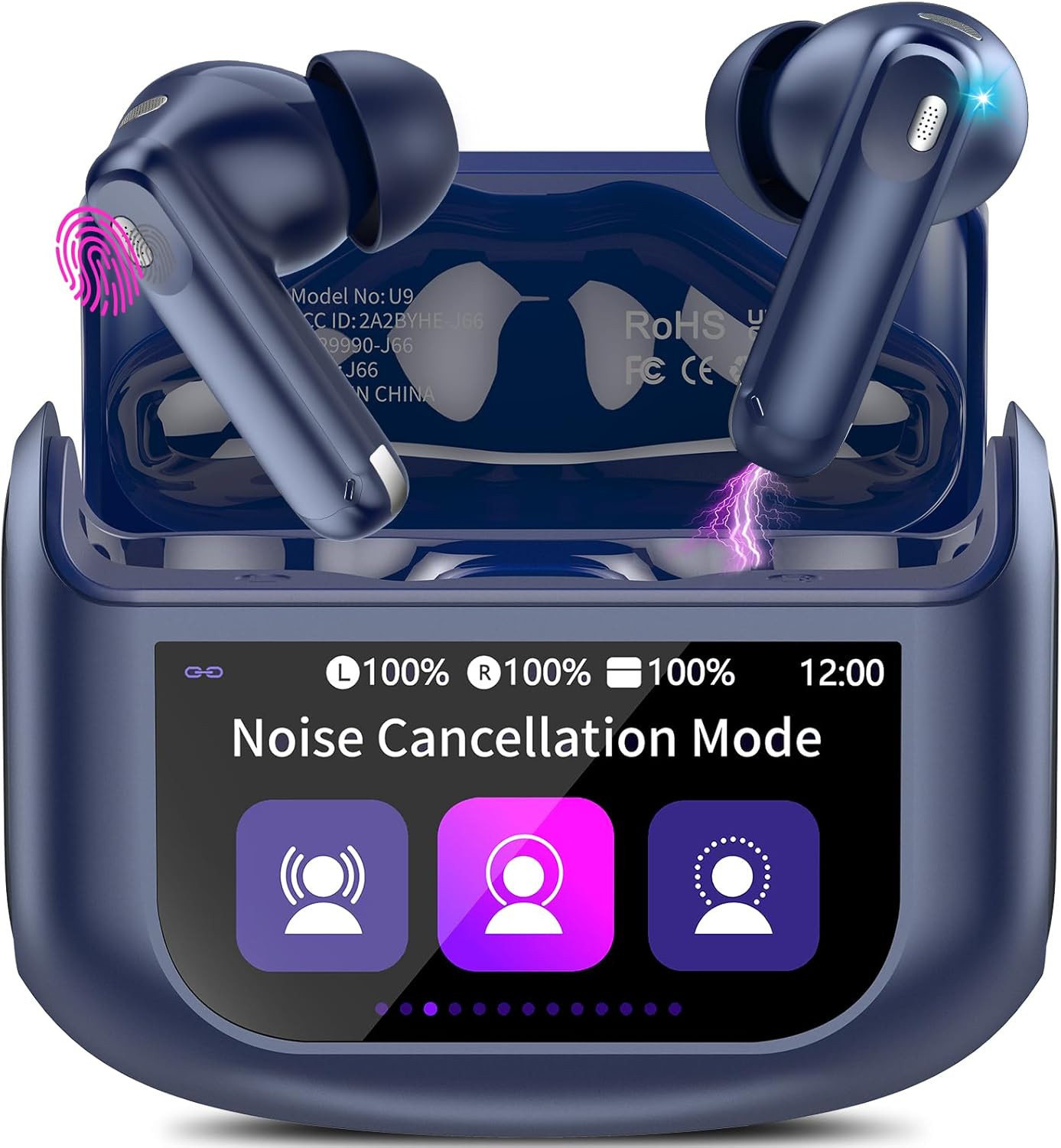 Wireless Earbuds, Bluetooth 5.4 Ear Buds with Multifunctional Touch Screen, 48H