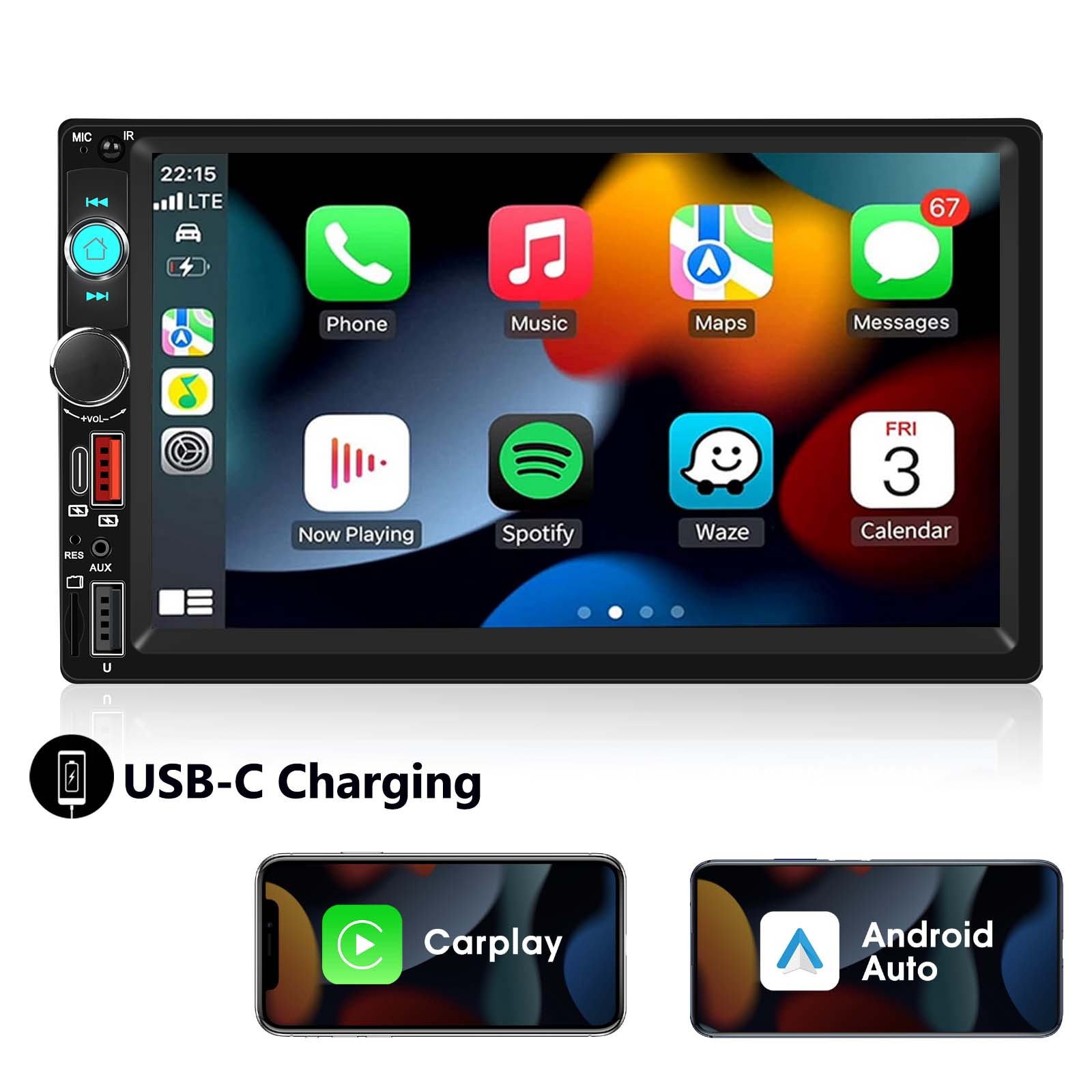 Car Radio Wireless Carplay Android Auto Bluetooth Stereo Touch Screen MP5 Player