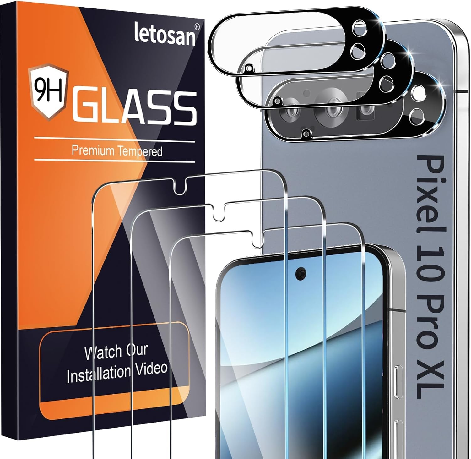 6.8 inch 3 Pack Glass Screen Protector for Google Pixel 10 Pro XL with Camera Le