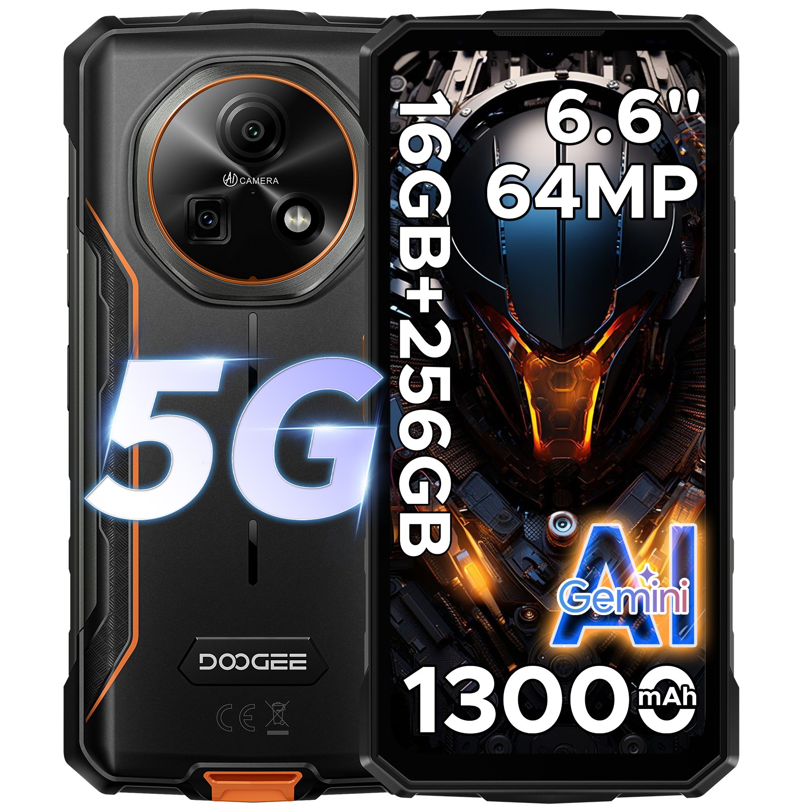 DOOGEE FIRE7 5G Cell Phone Outdoor Smartphone 16GB+256GB Android15 13000mAh 2025