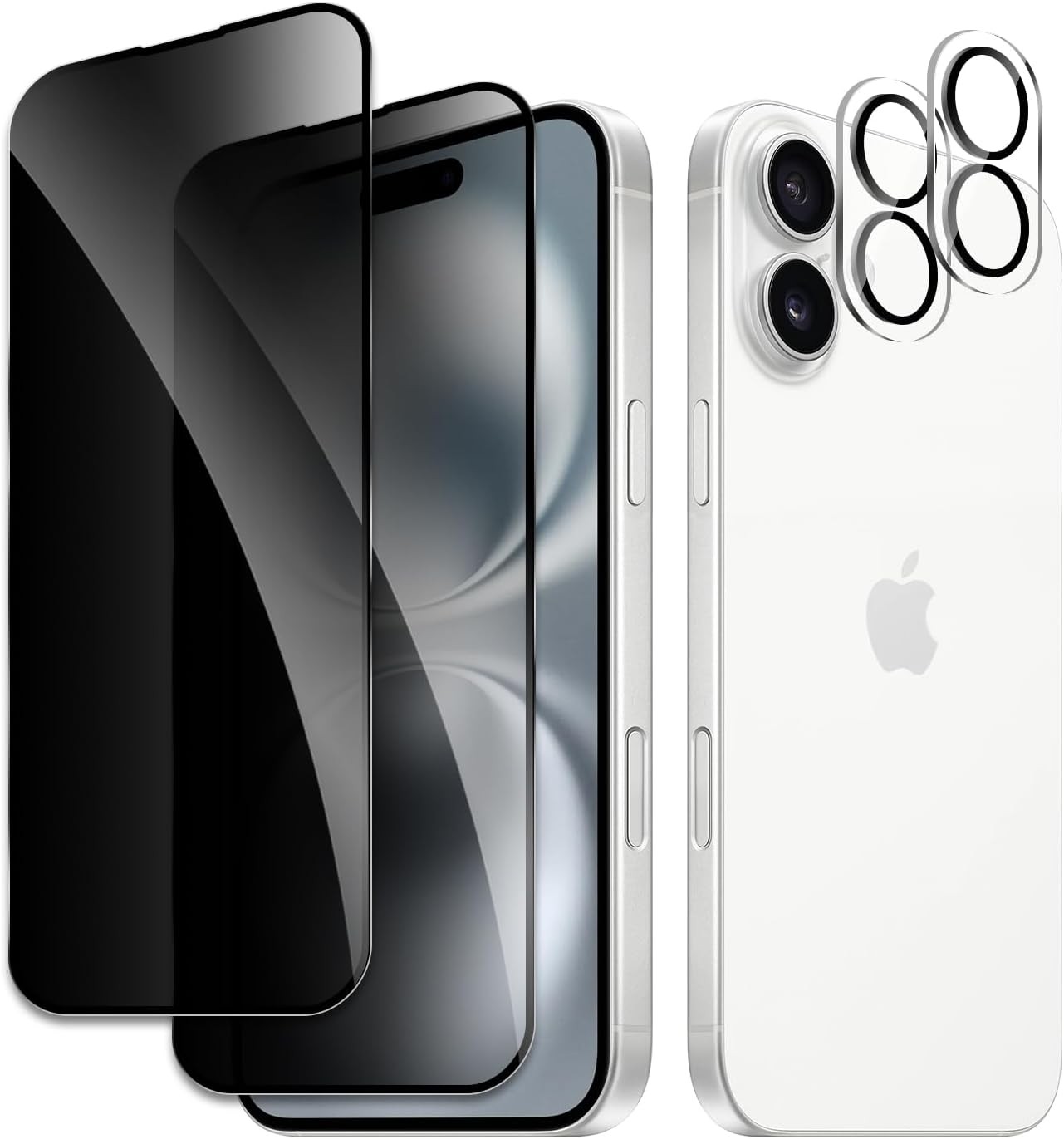 2+2 Pack Privacy Screen Protector for iPhone 16, Anti-Spy Tempered Glass