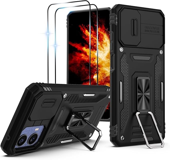 for Moto G 5G 2024 Case with 2 PCS Screen Protectors, Shockproof Cover, Stand, C