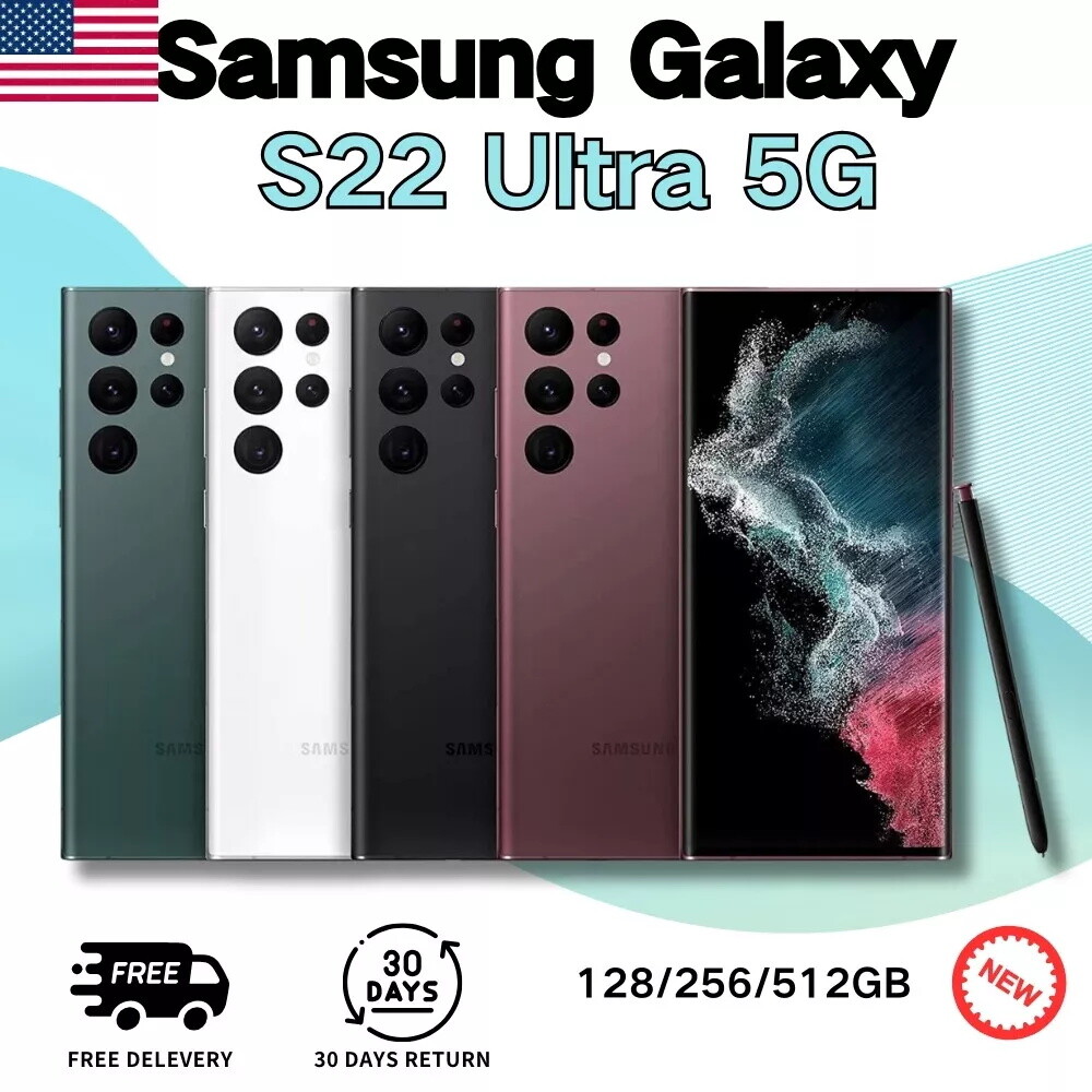 New Samsung Galaxy S22 Ultra 5G 128/256/512GB S908U Factory Unlocked 2 Yr Wty