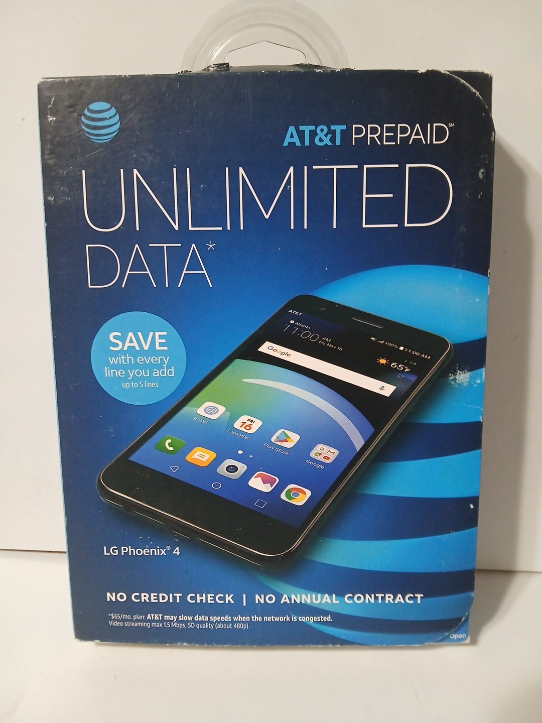 LG Phoenix 4 Smartphone, 4G LTE, Android 7.1 OS, 16GB, Black for AT&T Prepaid