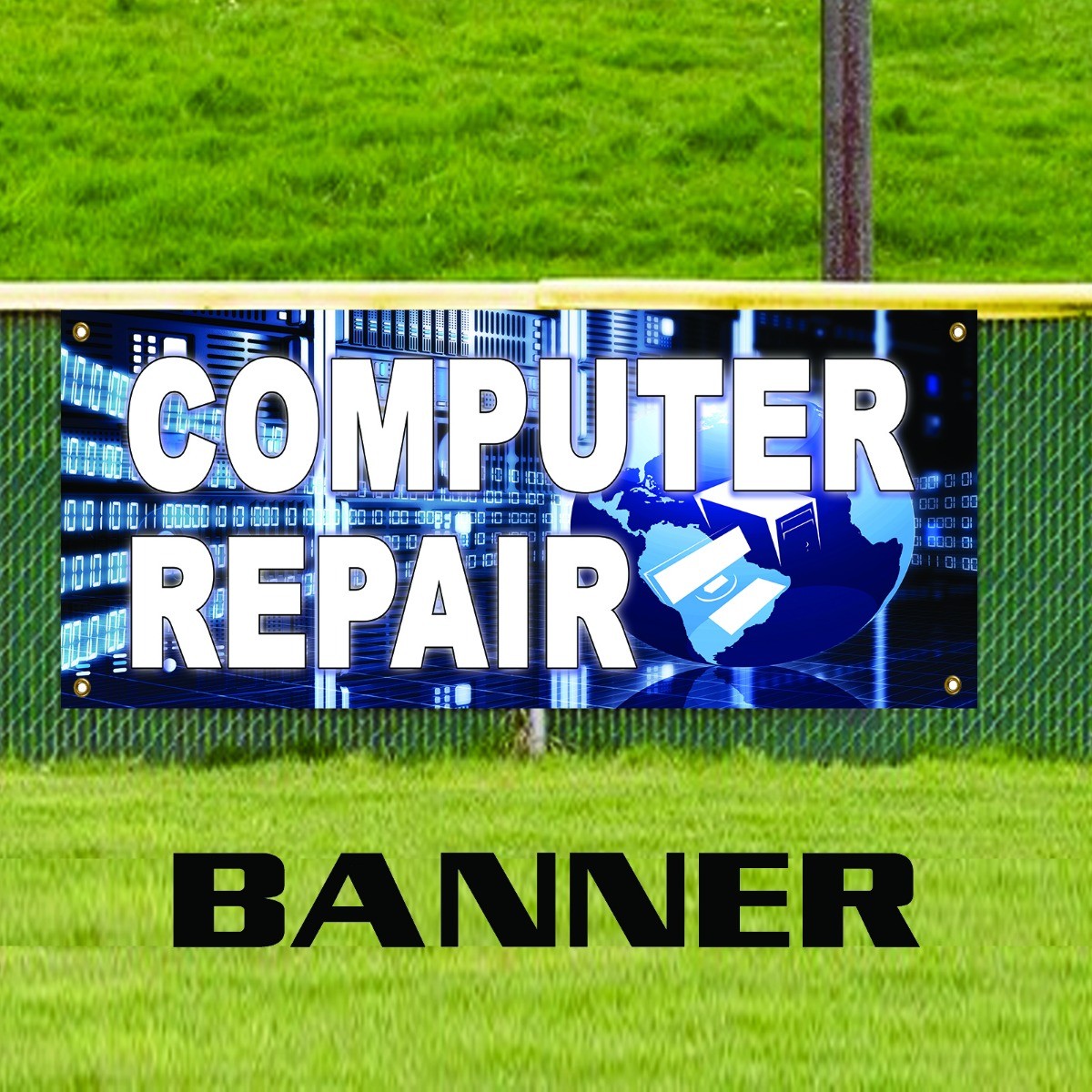 Computer Repair Banner Sign PC MAC Microsoft Apple Phone Tablet