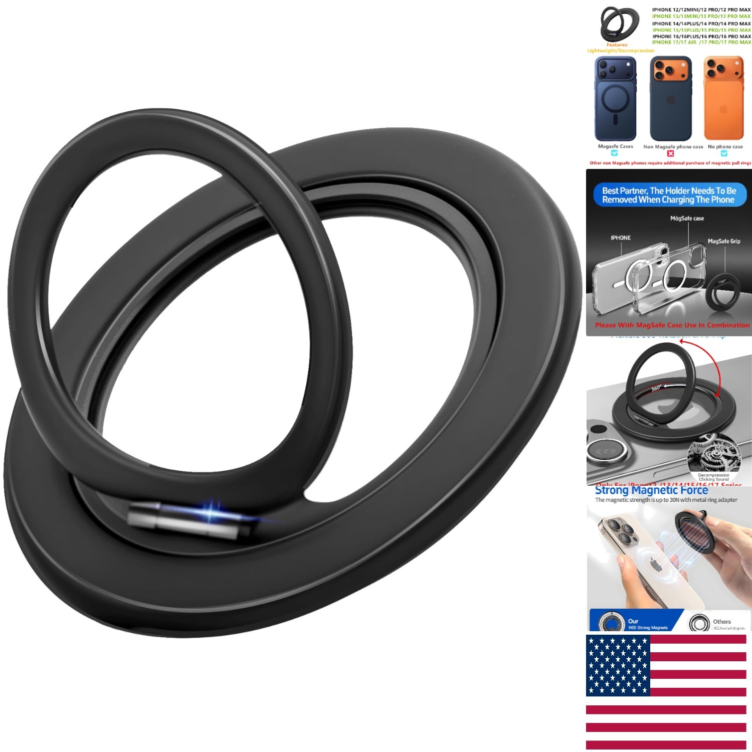 Luxury MagSafe Phone Grip – Dual Function Magnetic Holder with Ergonomic Design