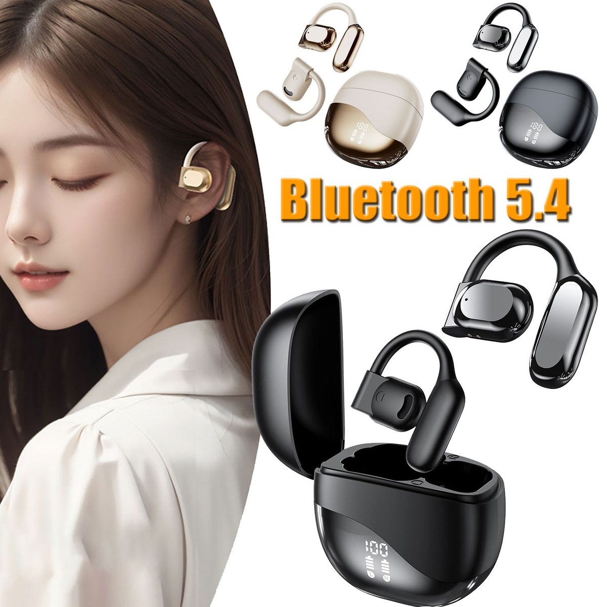 Open Ear Wireless Earbuds Bluetooth Earphones For Motorola iPhone Samsung Phones