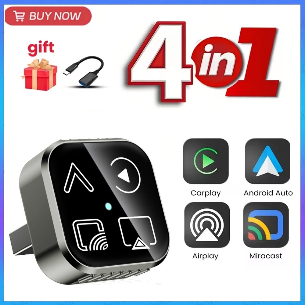 2/4-IN-1 Carplay Adapter Wired to Wireless CarPlay Android Auto Mirror Link NEW